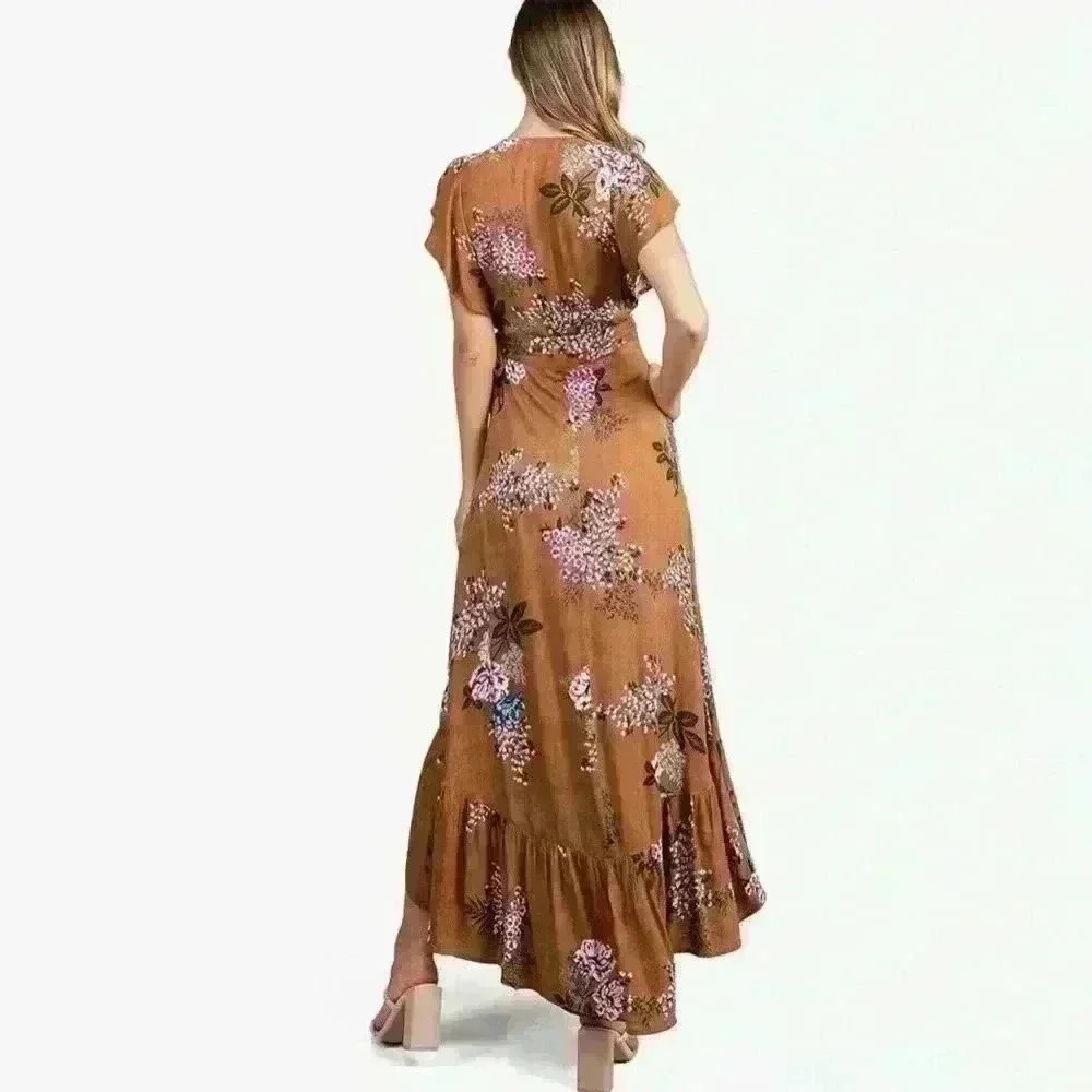 Lovestitch Brown Flutter Sleeve Maxi Dress - Picture 3 of 9